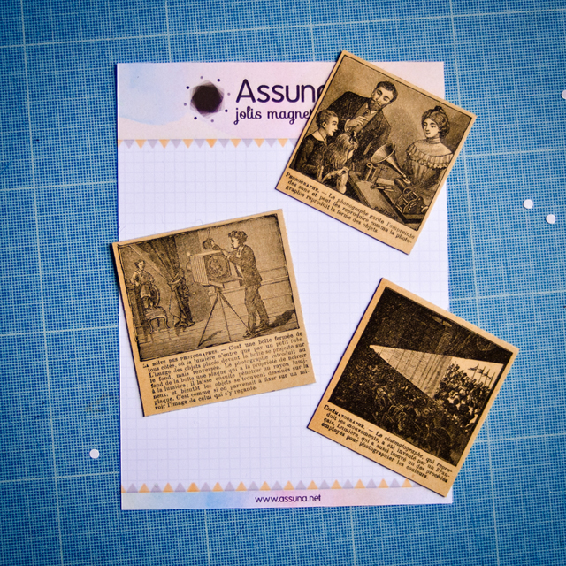 Atelier assuna magnets rétro vintages packaging