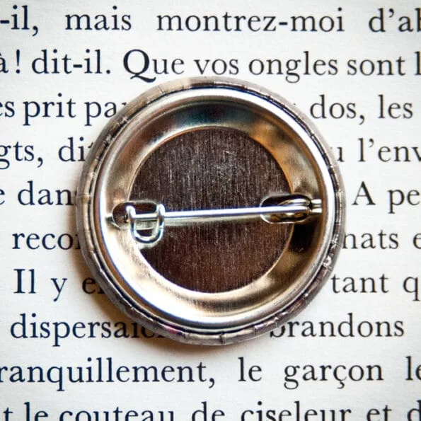 Badge vintage 32mm Sincères affections dos