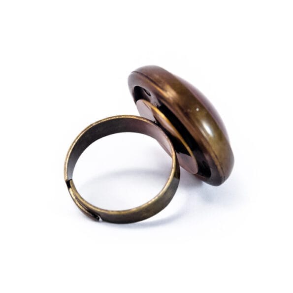 Grosse bague rétro marron dos