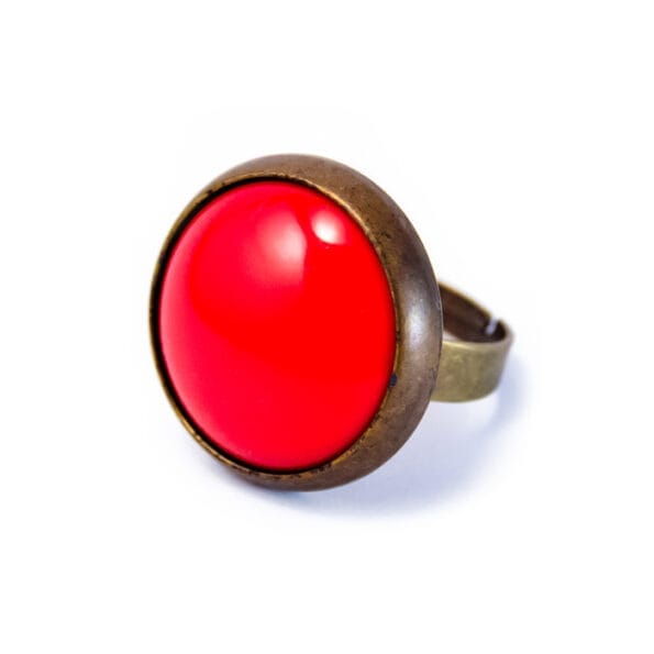 Grosse bague rétro rouge