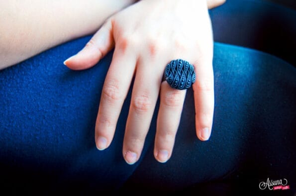 Bague Odile bleu cobalt - anthracite