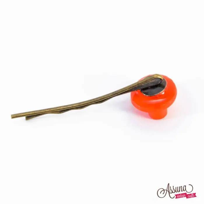 Orange Georgette hair pin