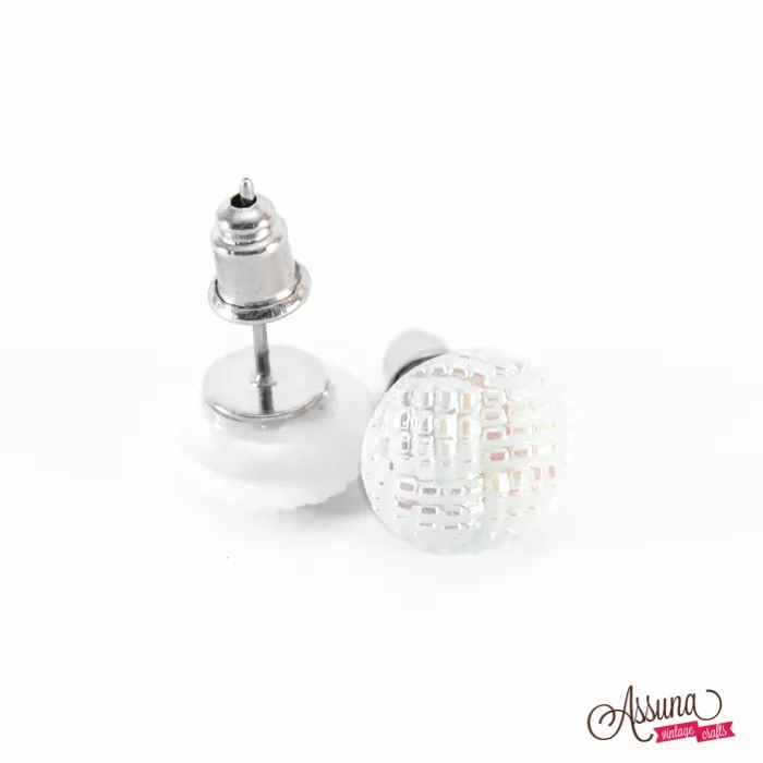 Small white studs earrings Blanche