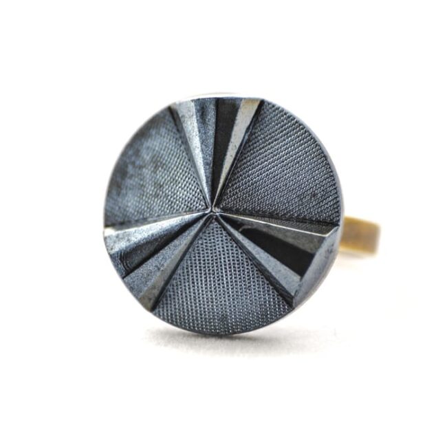 Assuna - Grande bague Angèle bleue - Bague bouton ancien d'inspiration vintage