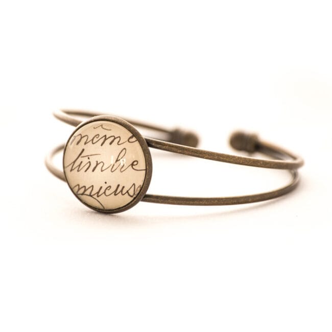 Bracelet carte postale vintage Ecriture Timbre