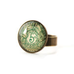 Bague carte postale Timbre Poste Vert