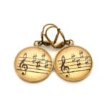 Boucles d’oreilles dorées Partitions Clé noire sépia