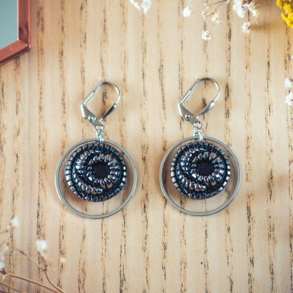 Assuna - Boucles d'oreilles tendance grandes dormeuses cercles Faustine argent inspiration vintage