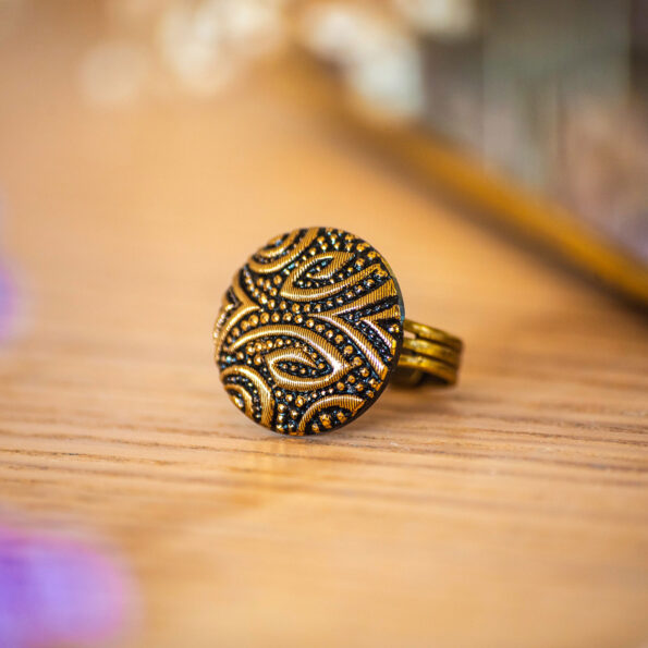 Assuna - Bague Garance or foncé - Bague bouton ancien d'inspiration vintage