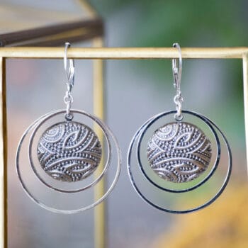 Assuna - Grandes boucles Lunare Garance argenté - Grandes dormeuses double cercles Garance argenté - inspiration vintage