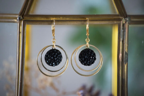 Assuna - Petites boucles Lunare Gilberte noir - inspiration vintage