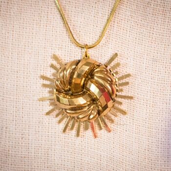 Assuna - Collier Solare Paula or - Bijou rétro bouton ancien bijou soleil vintage 1940