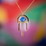 Assuna Medusa Aurélia collier Fantine bleu – bijou vintage bouton ancien rétro collier ajouré collier léger bijou unique