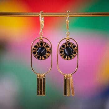 Assuna Medusa Obélia boucles Noa noires et or - bijou vintage boutons anciens rétro boucles ajourées boucles légères bijou unique