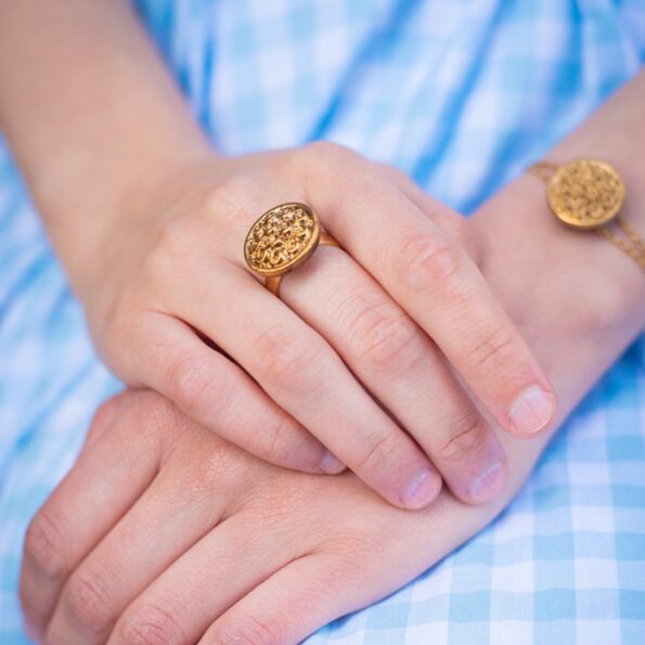 Petite bague Aurore - bouton ancien 1940 - Assuna - bijoux d'inspiration vintage