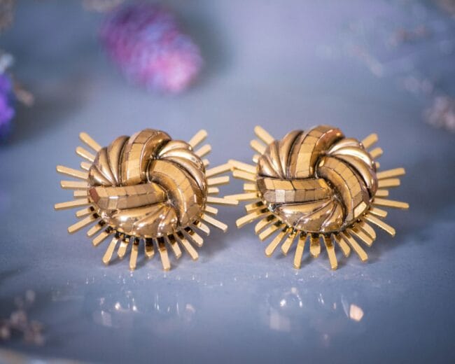 Assuna - Boucles Solare Paula - Bijou bouton-ancien soleil 1940 upcycling bijou vintage