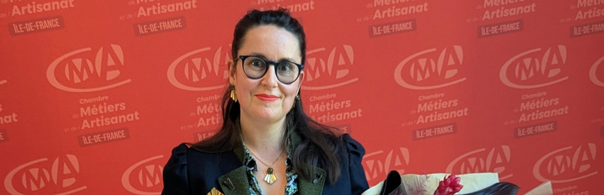 Géraldine Bellanger, lauréate du Prix d'Excellence de l'Artisanat d'Art 2025 de la Chambre des Métiers et de l'Artisanat de la Seine-Saint-Denis pour sa marque Assuna Vintage Crafts