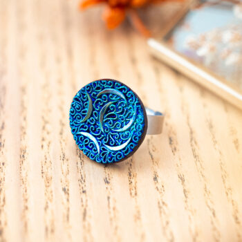 Grande bague Enide - Assuna Vintage Crafts - bague argentée style rétro, bague art déco, bague vintage argenté pour femme, bijoux bagues rétro argentés faits main en pièce unique, bague au style rétro, bague vintage fait main, bague cadeau