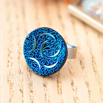 Grande bague Enide - Assuna Vintage Crafts - bague argentée style rétro, bague art déco, bague vintage argenté pour femme, bijoux bagues rétro argentés faits main en pièce unique, bague au style rétro, bague vintage fait main, bague cadeau