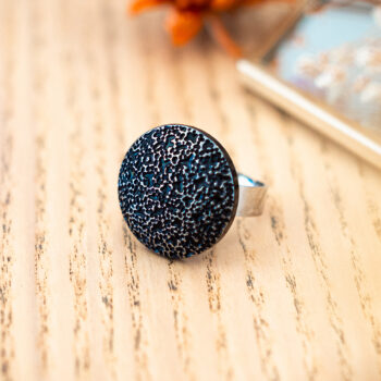 Grande bague Esmée - Assuna Vintage Crafts - bague argentée style rétro, bague art déco, bague vintage argenté pour femme, bijoux bagues rétro argentés faits main en pièce unique, bague au style rétro, bague vintage fait main, bague cadeau