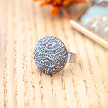 Grande bague Garance - Assuna Vintage Crafts - bague argentée style rétro, bague art déco, bague vintage argenté pour femme, bijoux bagues rétro argentés faits main en pièce unique, bague au style rétro, bague vintage fait main, bague cadeau