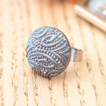 Grande bague Garance - Assuna Vintage Crafts - bague argentée style rétro, bague art déco, bague vintage argenté pour femme, bijoux bagues rétro argentés faits main en pièce unique, bague au style rétro, bague vintage fait main, bague cadeau