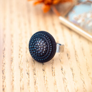 Grande bague Isild argentée - Assuna Vintage Crafts - bague argentée style rétro, bague art déco, bague vintage argenté pour femme, bijoux bagues rétro argentés faits main en pièce unique, bague au style rétro, bague vintage fait main, bague cadeau