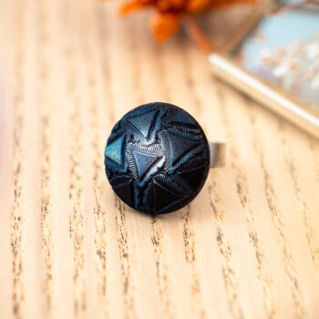 Grande bague Léonie - Assuna Vintage Crafts - bague argentée style rétro, bague art déco, bague vintage argenté pour femme, bijoux bagues rétro argentés faits main en pièce unique, bague au style rétro, bague vintage fait main, bague cadeau