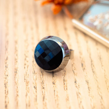 Grande bague Liliane - Assuna Vintage Crafts - bague argentée style rétro, bague art déco, bague vintage argenté pour femme, bijoux bagues rétro argentés faits main en pièce unique, bague au style rétro, bague vintage fait main, bague cadeau