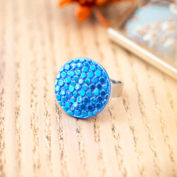 Grande bague Luna - Assuna Vintage Crafts - bague argentée style rétro, bague art déco, bague vintage argenté pour femme, bijoux bagues rétro argentés faits main en pièce unique, bague au style rétro, bague vintage fait main, bague cadeau