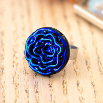 Grande bague Norma - Assuna Vintage Crafts - bague argentée style rétro, bague art déco, bague vintage argenté pour femme, bijoux bagues rétro argentés faits main en pièce unique, bague au style rétro, bague vintage fait main, bague cadeau