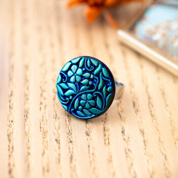 Grande bague Sylvine - Assuna Vintage Crafts - bague argentée style rétro, bague art déco, bague vintage argenté pour femme, bijoux bagues rétro argentés faits main en pièce unique, bague au style rétro, bague vintage fait main, bague cadeau