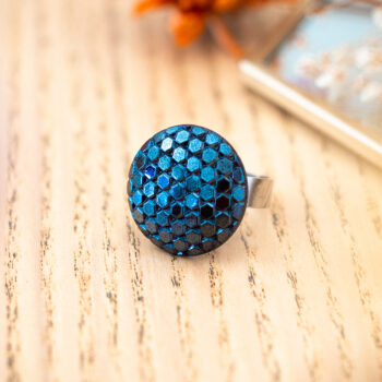 Grande bague Themis - Assuna Vintage Crafts - bague argentée style rétro, bague art déco, bague vintage argenté pour femme, bijoux bagues rétro argentés faits main en pièce unique, bague au style rétro, bague vintage fait main, bague cadeau