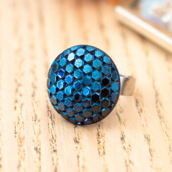 Grande bague Themis - Assuna Vintage Crafts - bague argentée style rétro, bague art déco, bague vintage argenté pour femme, bijoux bagues rétro argentés faits main en pièce unique, bague au style rétro, bague vintage fait main, bague cadeau