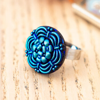 Grande bague Thilde - Assuna Vintage Crafts - bague argentée style rétro, bague art déco, bague vintage argenté pour femme, bijoux bagues rétro argentés faits main en pièce unique, bague au style rétro, bague vintage fait main, bague cadeau