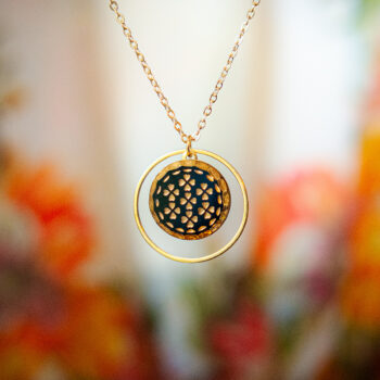 Collier Astre Delphine - Assuna Vintage Crafts - collier doré style rétro, collier art déco, collier vintage doré pour femme, bijoux collier rétro dorés faits main en pièce unique, collier au style rétro, collier vintage fait main, collier cadeau