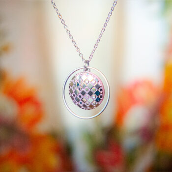 Collier Astre Eugénie rose - Assuna Vintage Crafts - collier argenté style rétro, collier art déco, collier vintage argenté pour femme, bijoux collier rétro argentés faits main en pièce unique, collier au style rétro, collier vintage fait main, collier cadeau