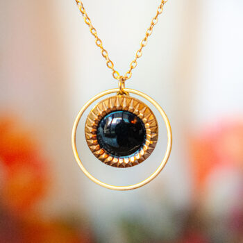 Collier Astre Eva - Assuna Vintage Crafts - collier doré style rétro, collier art déco, collier vintage doré pour femme, bijoux collier rétro dorés faits main en pièce unique, collier au style rétro, collier vintage fait main, collier cadeau