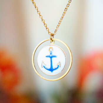 Collier Astre Marine - Assuna Vintage Crafts - collier doré style rétro, collier art déco, collier vintage doré pour femme, bijoux collier rétro dorés faits main en pièce unique, collier au style rétro, collier vintage fait main, collier cadeau