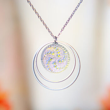 Collier Lunare Hermine - Assuna Vintage Crafts - collier argenté style rétro, collier art déco, collier vintage argenté pour femme, bijoux collier rétro argentés faits main en pièce unique, collier au style rétro, collier vintage fait main, collier cadeau