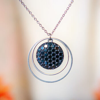 Collier Lunare Thémis - Assuna Vintage Crafts - collier argenté style rétro, collier art déco, collier vintage argenté pour femme, bijoux collier rétro argentés faits main en pièce unique, collier au style rétro, collier vintage fait main, collier cadeau