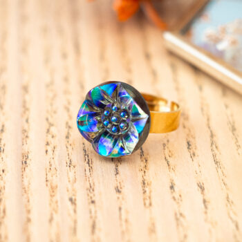 Petite bague Eudora - Assuna Vintage Crafts - bague dorée style rétro, bague art déco, bague vintage doré pour femme, bijoux bagues rétro dorés faits main en pièce unique, bague au style rétro, bague vintage fait main, bague cadeau