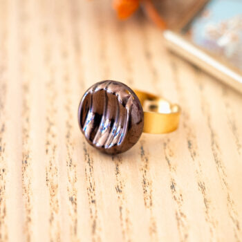 Petite bague Gina bronze - Assuna Vintage Crafts - bague dorée style rétro, bague art déco, bague vintage doré pour femme, bijoux bagues rétro dorés faits main en pièce unique, bague au style rétro, bague vintage fait main, bague cadeau