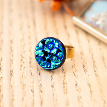 Petite bague Léocadie - Assuna Vintage Crafts - bague dorée style rétro, bague art déco, bague vintage doré pour femme, bijoux bagues rétro dorés faits main en pièce unique, bague au style rétro, bague vintage fait main, bague cadeau