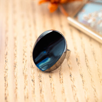 Grande bague Yvette - Assuna Vintage Crafts - bague argentée style rétro, bague art déco, bague vintage argenté pour femme, bijoux bagues rétro argentés faits main en pièce unique, bague au style rétro, bague vintage fait main, bague cadeau