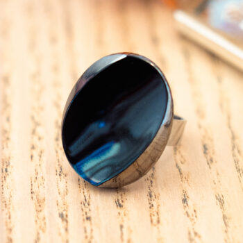 Grande bague Yvette - Assuna Vintage Crafts - bague argentée style rétro, bague art déco, bague vintage argenté pour femme, bijoux bagues rétro argentés faits main en pièce unique, bague au style rétro, bague vintage fait main, bague cadeau