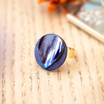 Grande bague Azeline bronze - Assuna Vintage Crafts - bague dorée style rétro, bague art déco, bague vintage doré pour femme, bijoux bagues rétro dorés faits main en pièce unique, bague au style rétro, bague vintage fait main, bague cadeau