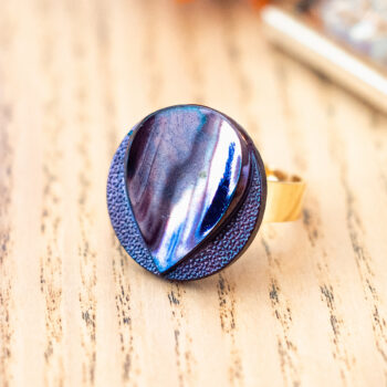 Grande bague Azeline bronze - Assuna Vintage Crafts - bague dorée style rétro, bague art déco, bague vintage doré pour femme, bijoux bagues rétro dorés faits main en pièce unique, bague au style rétro, bague vintage fait main, bague cadeau