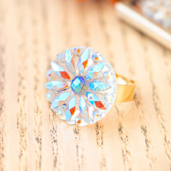 Grande bague Bianca - Assuna Vintage Crafts - bague dorée style rétro, bague art déco, bague vintage doré pour femme, bijoux bagues rétro dorés faits main en pièce unique, bague au style rétro, bague vintage fait main, bague cadeau