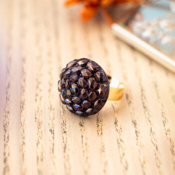 Grande bague Gilberte bronze - Assuna Vintage Crafts - bague dorée style rétro, bague art déco, bague vintage doré pour femme, bijoux bagues rétro dorés faits main en pièce unique, bague au style rétro, bague vintage fait main, bague cadeau